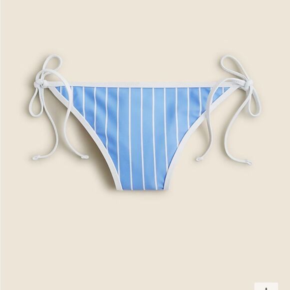 J. Crew String hipster bikini bottom in stripe blue white size Large - Picture 1 of 8